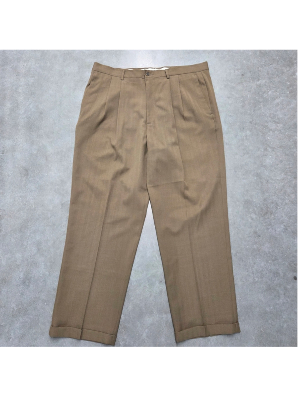 Claiborne Men's Pleated Tan Dress Pants Size 38x30